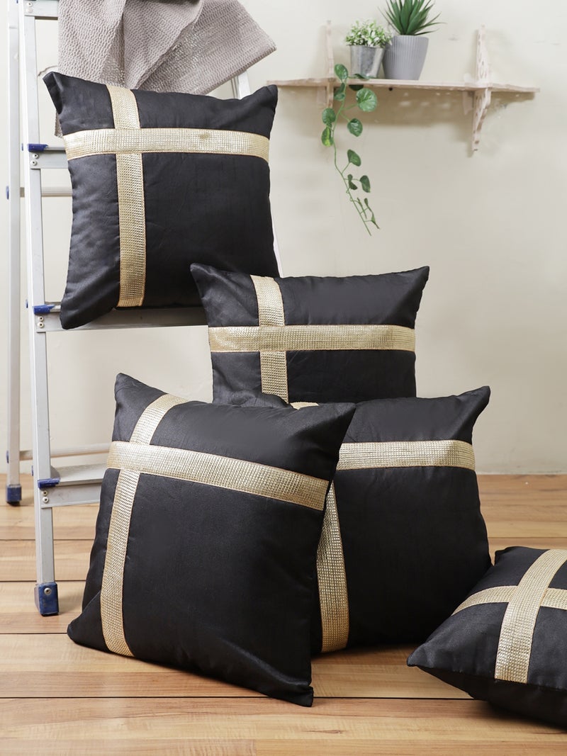 Geometric Black Cushion Cover Set of 5